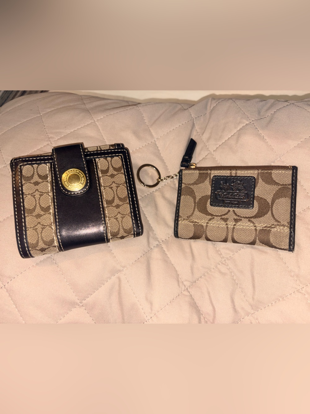Coach Y2K Signature C Wallet & Legacy Stripe Card Case Bundle - Black/Brown